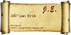 Józan Erik névjegykártya